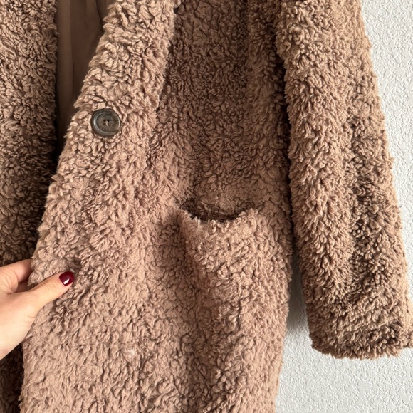 Aritzia Wilfred Free Grete Plush Jacket Cardigan Teddy Coat Brown - Picture 3 of 6